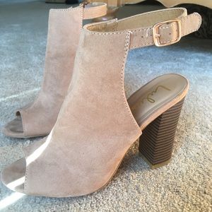 NWOT Suede Peep Toe Booties